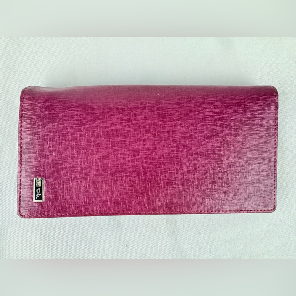 Deckese Pink Leather Wallet with Gold Floral Interior